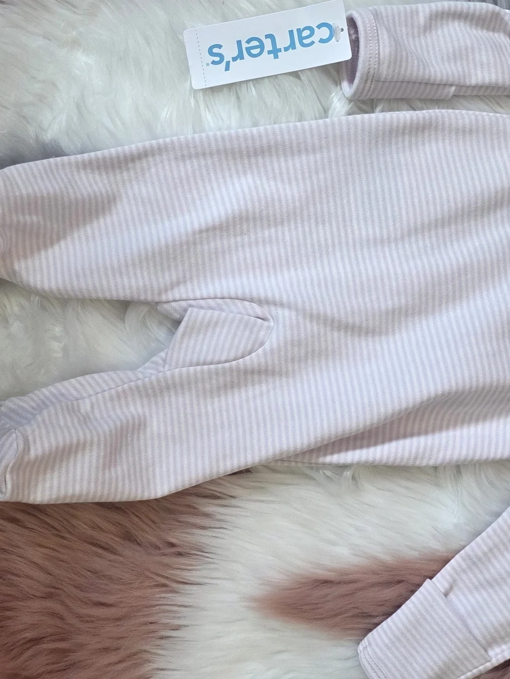 Carter's Lavender Stripe Baby One-Piece Sleeper with Hot Air Balloon